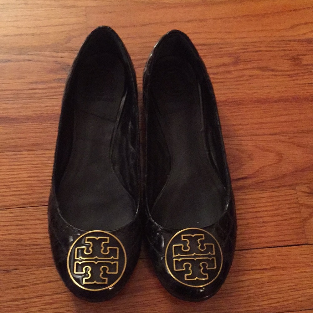 Tory birch quilted patent leather flats